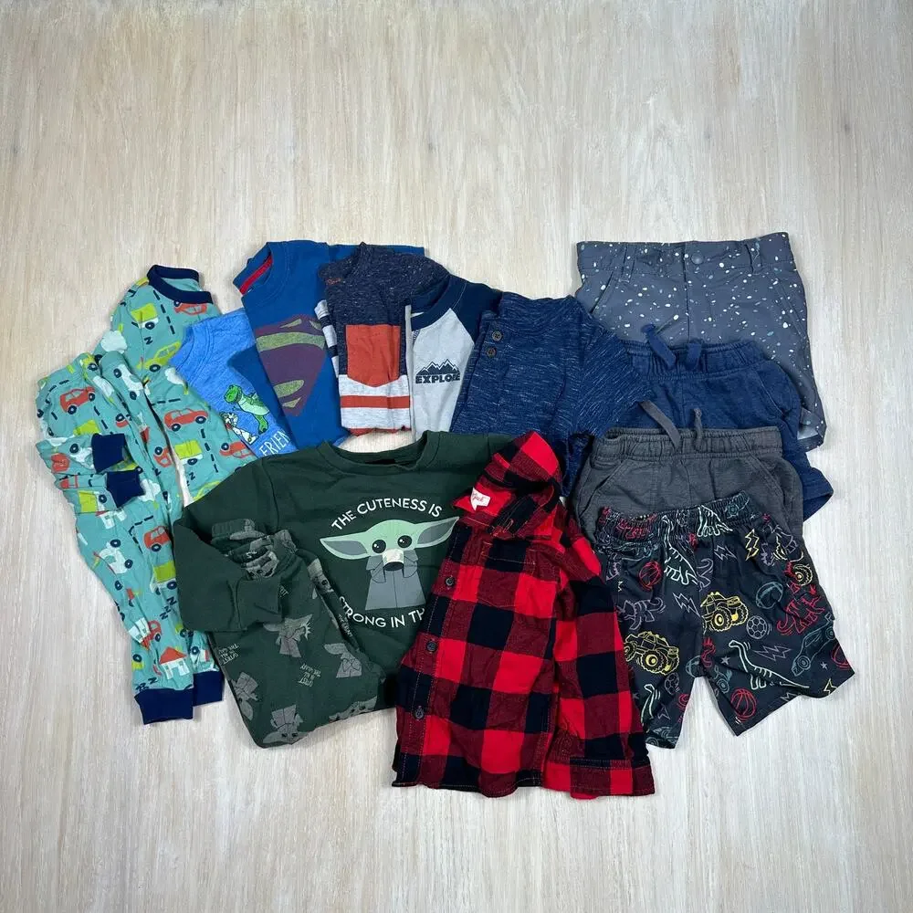 2T Toddler Boy Lot 14 Piece Disney Star Wars Cat & Jack Carter's Pajamas Shorts